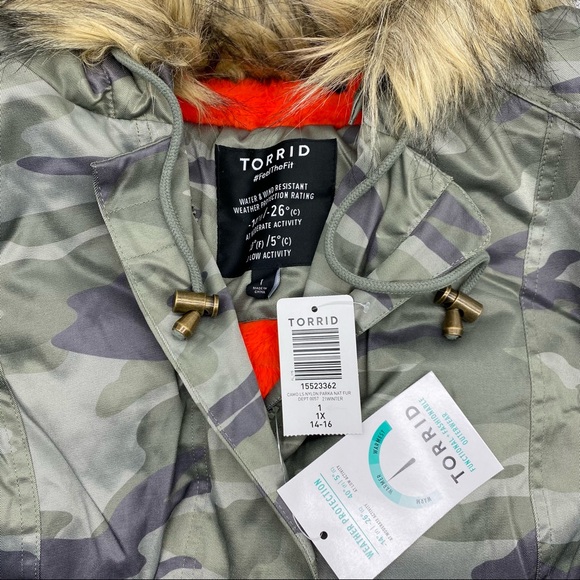 Torrid Women’s Plus Size Camo Fur-Lined Parka Jacket Size 1X 2X 3X - Picture 13 of 15